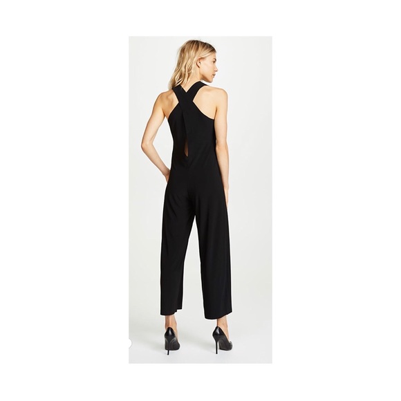 Norma Kamali Pants - Norma Kamali Cross back Cropped Jumpsuit in Black